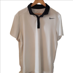 Nike Dry-Fit polo shirt in white and Black trim